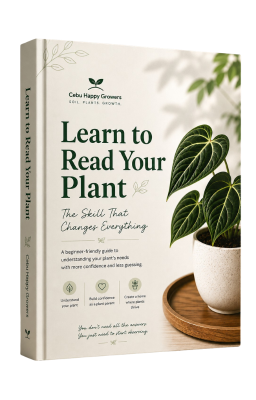 Learn to Read Your Plant ebook cover by Cebu Happy Growers featuring a minimalist botanical design and beginner-friendly plant care guide