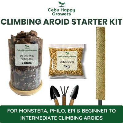 CHG Climbing Aroid Starter Kit with Premium Aroid Mix, Moss Pole, and Osmocote for Monstera and Philodendron.